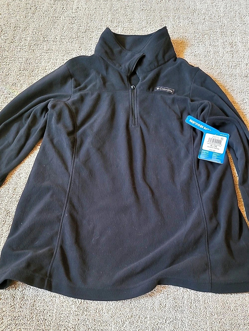 Columbia Lake Aloha Half Zip Fleece Black XL NWT